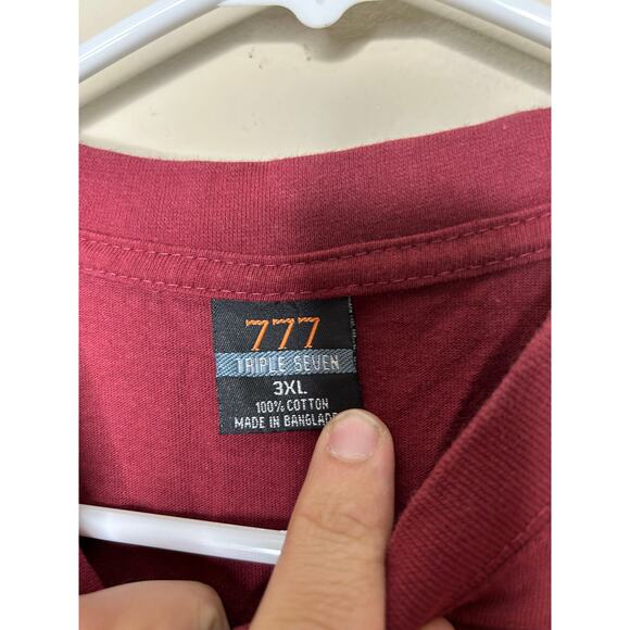 Men’s size 3XL 100% cotton red 777 triple seven T-shirt basic tee plain color - Picture 2 of 3